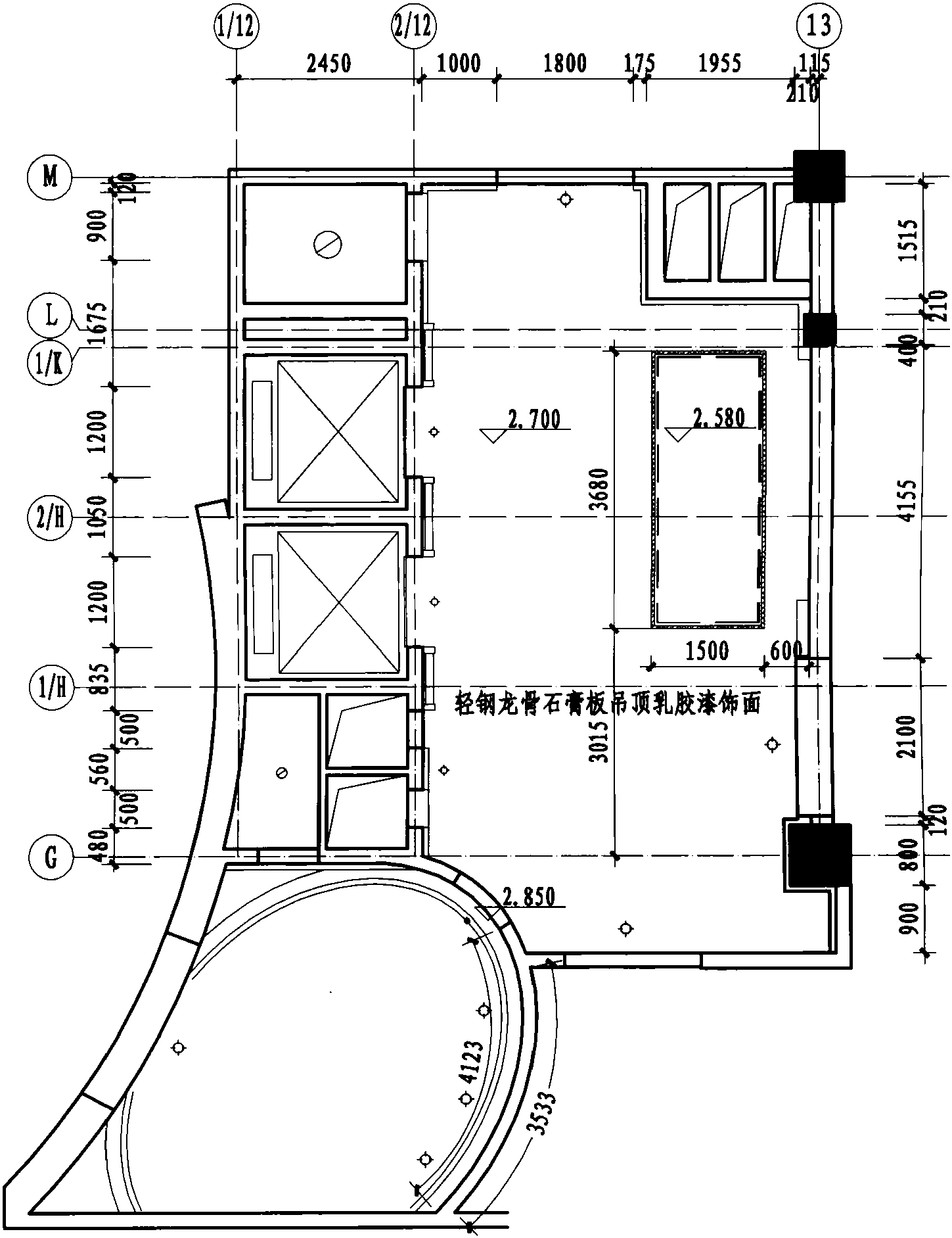 一層電梯廳天花布置圖 1:100